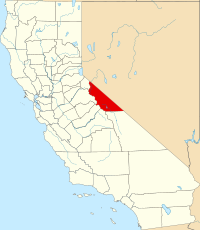 Kort over California med Mono County markeret