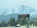 Salt Fire backing down the mountain near Gilman Rd. as seen from I-5 on July 4, 2021