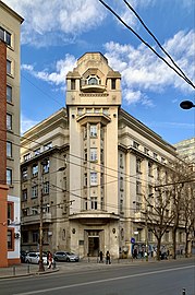 Early - Central Social Insurance Company Building (now the Asirom Building, Bulevardul Carol no. 31-33), Bucharest, by Ion Ionescu, c.1930[83]