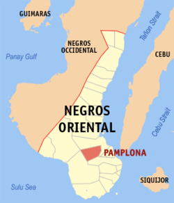 Mapa de Negros Oriental con Pamplona resaltado