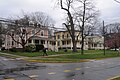 Typical of the edges of the Wesleyan campus: from left to right: Earth House, 159 High Street, Wesleyan University, Middletown, Connecticut, USA; 163 High Street, Russian House; 167 High Street, Office of Community Service and Volunteerism (OCS) and in the same building 169 High Street, Office of Religious and Spiritual Life (ORSL).