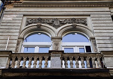 Neoclassical egg-and-dart on arches of Cinema București (Bulevardul Regina Elisabeta no. 26), Bucharest, Romania, attributed to Alexandru Orăscu, 1884