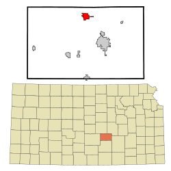 Location within Harvey County and Kansas