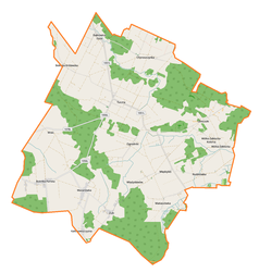 Mapa konturowa gminy Tuczna, po lewej nieco na dole znajduje się punkt z opisem „Sieliszcze”