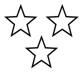 Three white stars with black outlines