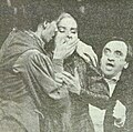 Raluca Zamfirescu (Olga), Marinela Pătru (Mașa) și Corneliu Revent (Kulîghin) în Trei surori de Cehov (1989)