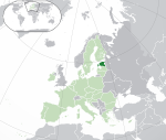 Map showing Estonia in Europe