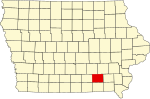 State map highlighting Wapello County