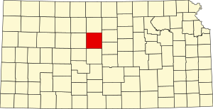 Map of Kansas highlighting Russell County