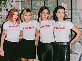 The Beaches at the release party for their album Blame My Ex in 2023; left to right: Eliza Enman-McDaniel, Kylie Miller, Jordan Miller and Leandra Earl