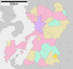Location of Yunomae in Kumamoto Prefecture