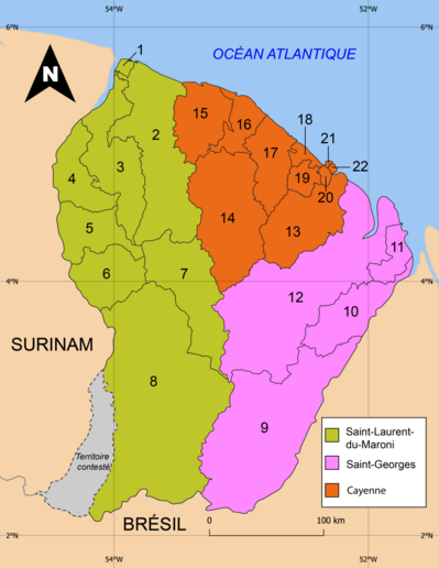 French Guiana Arrondissements and Communes