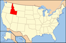 Map of the United States with آیداهو highlighted