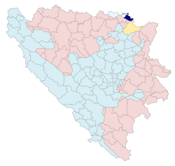 Location of Orašje within Bosnia and Herzegovina