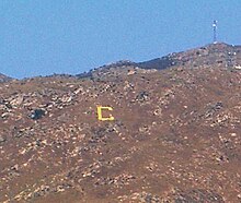 Large concrete "C" on Box Springs Mountain