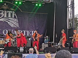 Tank and The Bangas performing at French Quarter Fest, New Orleans