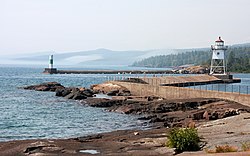 Lake Superior harbor in downtown Grand Marais