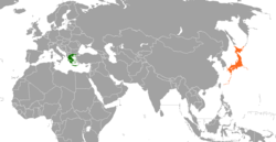 GreeceとJapanの位置を示した地図