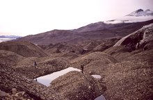 Morena activa de front avançant al Thompson Glacier, Axel Heiberg Island. (1988)