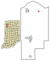 Location of Wheatfield in Jasper County, Indiana.