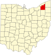 State map highlighting Geauga County