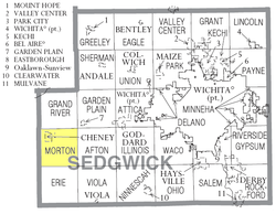 Location of Morton Township in Sedgwick County