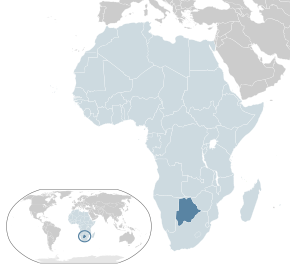 Locația statului Botswana în Uniunea Africană