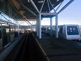 An Adtranz C-100 vehicle approaches the Terminal station