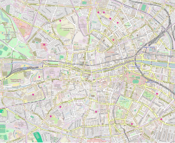 A map of Dublin with a dot showing location of St Bricin's Military Hospital