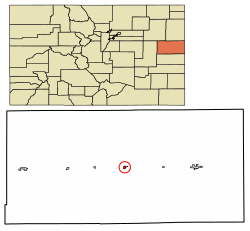 Location of Stratton in Kit Carson County, Colorado.