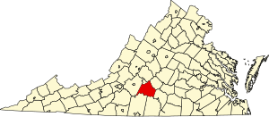 Map of Virginia highlighting Campbell County