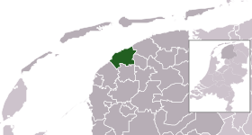 Highlighted position of het Bildt in a municipal map of Friesland