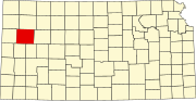 Map of Kansas highlighting Logan County