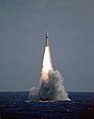A Polaris A3 missile is launched from USS Robert E. Lee. The advent of Polaris allowed for a virtually undetectable launching platform, as the submarine no longer needed to surface to launch its weapons