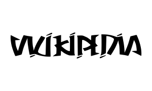 Ambigram "Wikipedia", drawn by French artist Jean-Claude Pertuzé, 180° rotational symmetry.