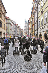 Tourists on Segways in Prague, March 2013