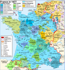 Carte en couleurs des provinces françaises au XVe siècle.