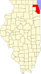 State map highlighting Cook County