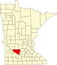 Map of Minesota highlighting Renville County