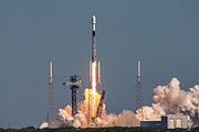 SLC-40 during launch of Cygnus NG-20 in January 2024, after Crew Access Tower and Arm installation