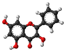 Ball-and-stick model of the galangin molecule