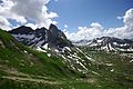 Blick auf die Roggalspitze (2.673 m) und die Hintere Wildgrubenspitze (2.753 m). Im Hintergrund ist der Kaltenberg (2.896 m) sichtbar