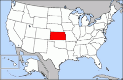 Harta Statelor Unite cu statul Kansas indicat