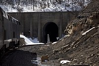 Amtrak's Southwest Chief entering the north end of the tunnel