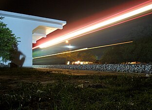 Train passing by the station