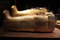 Replicas of the coffins of Tutankhamun, c. 1355–134 BC. The originals are in the Egyptian Museum, Cairo