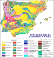 Mapa geológico de la península ibérica.