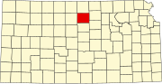 Map of Kansas highlighting Mitchell County