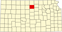 Locatie van Mitchell County in Kansas