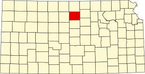 Map of Kansas highlighting Mitchell County